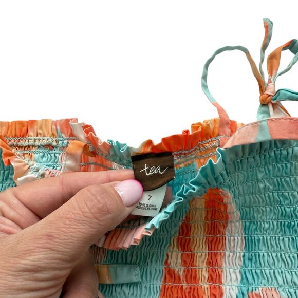 Tea Collection Mojave Desert Floral Smocked Midi Dress Size 7 - Picture 4 of 4